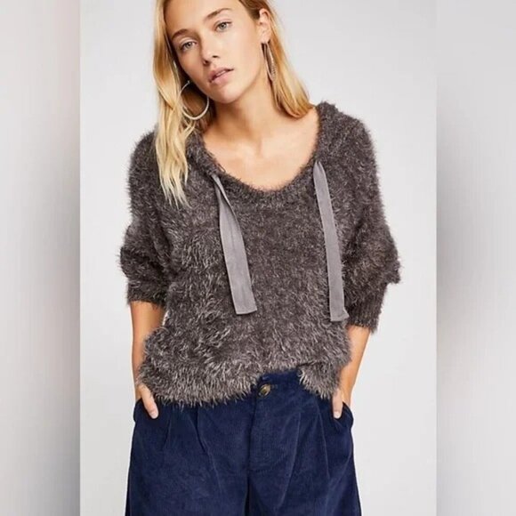 Free People Light As A Feather Hoodie in Grey - Picture 1 of 9